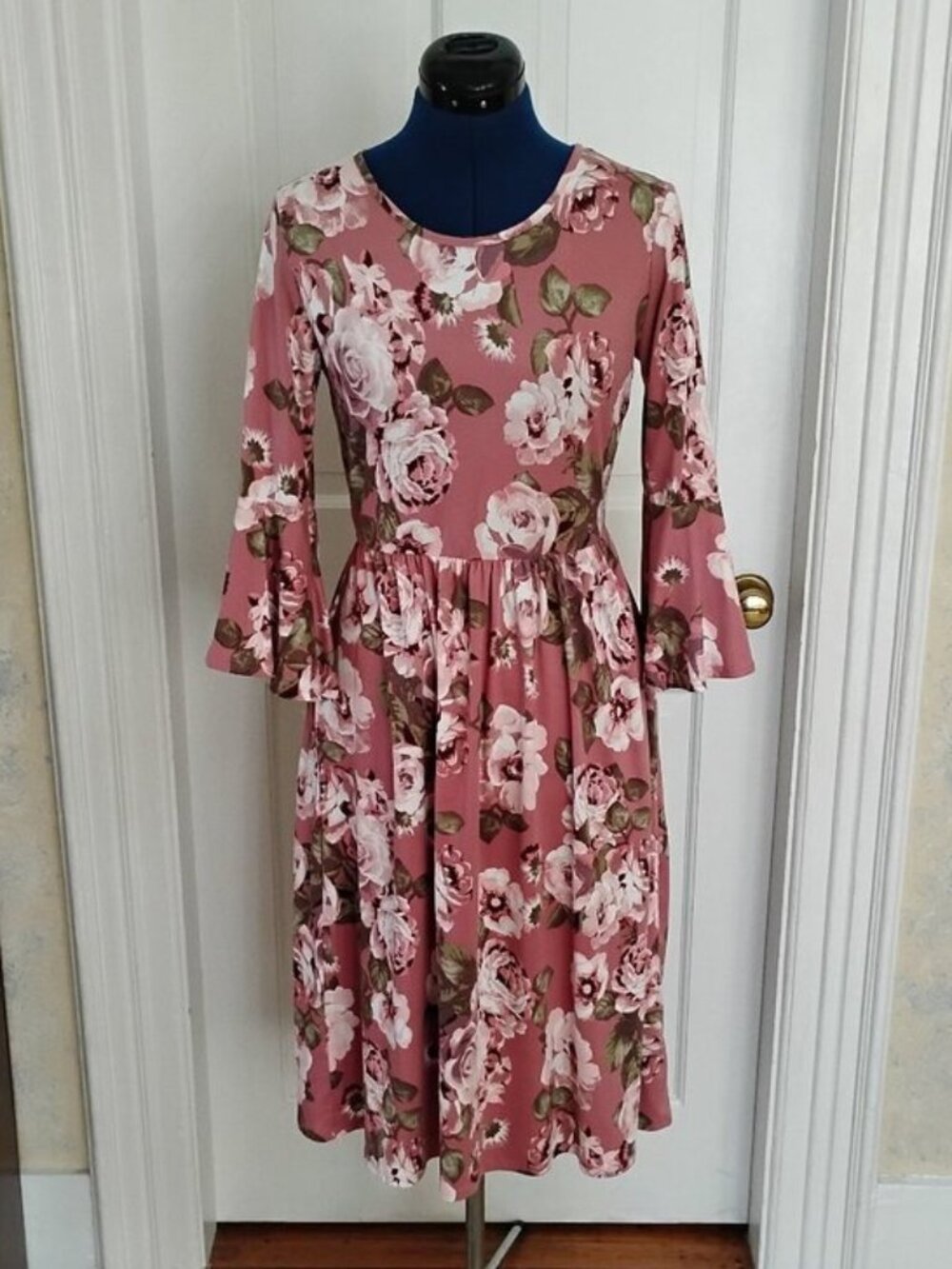 Reb and J Bell Sleeve Floral Knit Dress - Picture 2 of 6